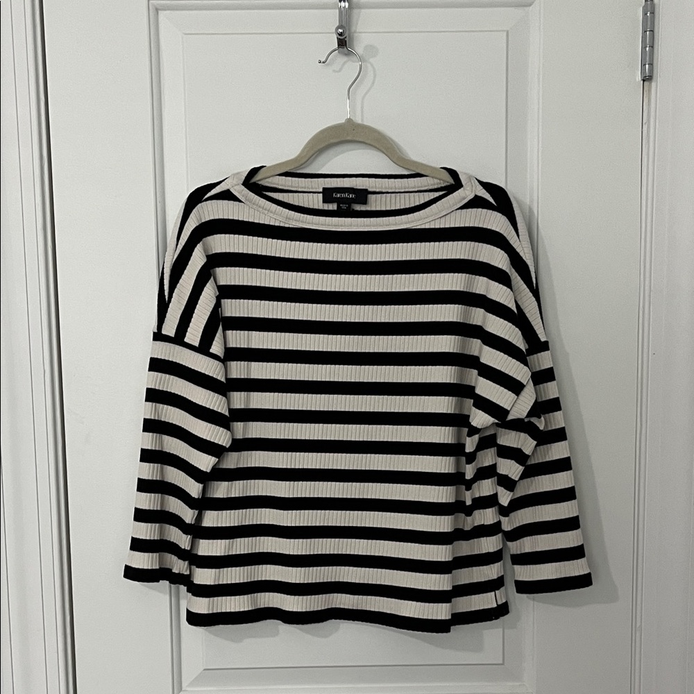 Karen Kane Black and White Striped Blouse